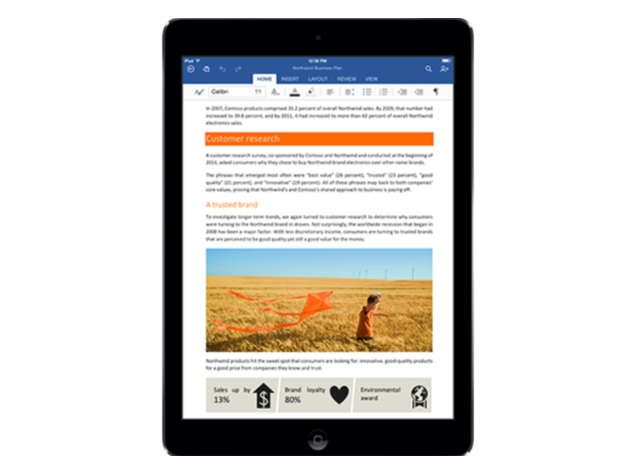 Easy-to-navigate Office for iPad interface